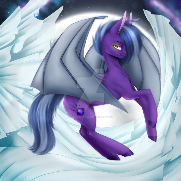 Size: 1024x1024 | Tagged: safe, artist:noodlefreak88, derpibooru import, oc, oc:night watch, unofficial characters only, bat pony, pony, eye contact, full moon, moon, purple, solo, watermark, youtuber