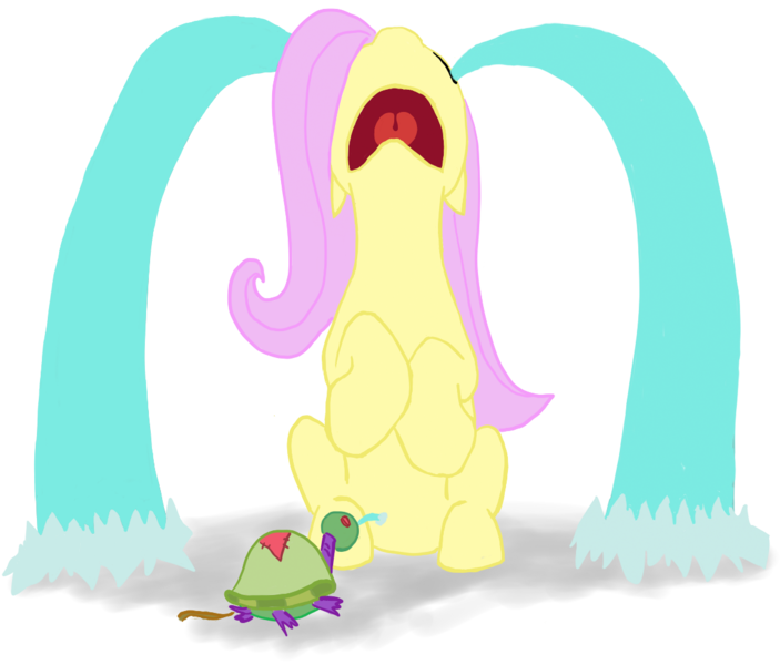 Size: 1150x981 | Tagged: artist:runbowdash, crying, derpibooru import, fluttershy, nose in the air, ocular gushers, prank, safe, solo, uvula