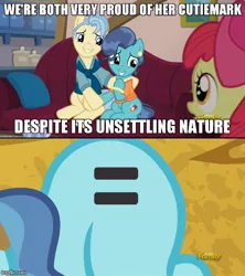 Size: 500x564 | Tagged: apple bloom, derpibooru import, edit, edited screencap, equal cutie mark, exploitable meme, meme, petunia paleo, petunia paleo's unsettling cutie mark, safe, screencap, the fault in our cutie marks, this will end in tears