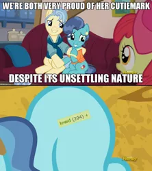 Size: 908x1024 | Tagged: safe, derpibooru import, edit, edited screencap, screencap, petunia paleo, earth pony, pony, the fault in our cutie marks, bow, exploitable meme, female, filly, hair bow, image macro, lewd, male, mare, meme, petunia paleo's unsettling cutie mark, stallion