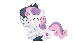 Size: 2500x1450 | Tagged: artist:lunaticdawn, colt, cutie mark, derpibooru import, female, filly, hug, hug from behind, male, rumbelle, rumble, safe, shipping, simple background, straight, sweetie belle, the cmc's cutie marks, transparent background, vector