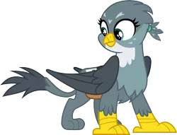 Size: 3926x3000 | Tagged: safe, artist:jeatz-axl, derpibooru import, gabby, gryphon, the fault in our cutie marks, bag, female, happy, inkscape, looking back, ponyscape, saddle bag, simple background, solo, transparent background, vector