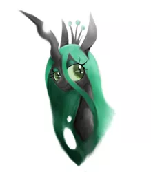 Size: 1024x1169 | Tagged: dead source, safe, artist:marmeladkina, derpibooru import, queen chrysalis, changeling, changeling queen, female, simple background, solo