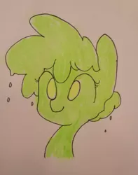 Size: 995x1262 | Tagged: safe, artist:tjpones, derpibooru import, oc, oc:goobie, unofficial characters only, goo, goo pony, original species, pony, bust, dripping, portrait, solo, traditional art