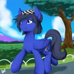 Size: 2000x2000 | Tagged: safe, artist:elzielai, derpibooru import, oc, oc:lazuli, unofficial characters only, pegasus, pony, solo, walking
