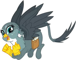 Size: 3800x3000 | Tagged: safe, artist:cheezedoodle96, derpibooru import, gabby, gryphon, the fault in our cutie marks, cute, flying, gabbybetes, happy, looking at you, open mouth, saddle bag, simple background, smiling, solo, spread wings, svg, .svg available, transparent background, vector