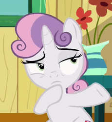 Size: 437x475 | Tagged: safe, derpibooru import, screencap, sweetie belle, pony, the fault in our cutie marks, consider the following, dab, reaction image, solo