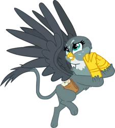 Size: 4345x4804 | Tagged: safe, artist:theevafreak, derpibooru import, gabby, gryphon, the fault in our cutie marks, absurd resolution, inkscape, mailbag, scene interpretation, simple background, solo, transparent background, vector