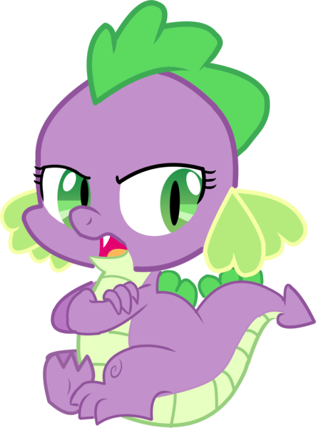 Size: 4122x5580 | Tagged: absurd resolution, angry, annoyed, artist:chiptunebrony, barb, barb is not amused, crossed arms, derpibooru import, dragon, rule 63, safe, simple background, sitting, spike, transparent background, unhappy, upset, vector, vector edit