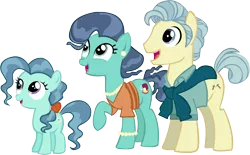 Size: 14166x8784 | Tagged: safe, artist:cyanlightning, derpibooru import, mr. paleo, mrs. paleo, petunia paleo, earth pony, pony, the fault in our cutie marks, .svg available, absurd resolution, clothes, ear piercing, earring, female, filly, jewelry, male, mare, necklace, open mouth, piercing, raised hoof, simple background, stallion, transparent background, vector