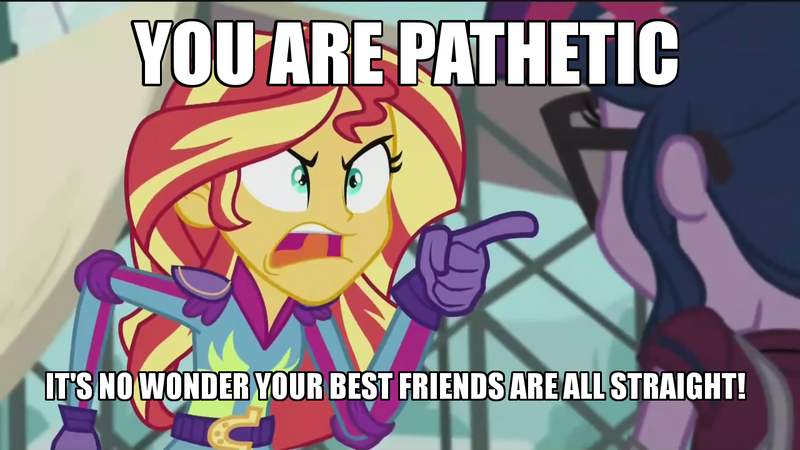 Size: 1280x720 | Tagged: safe, derpibooru import, edit, edited screencap, screencap, sci-twi, sunset shimmer, twilight sparkle, equestria girls, friendship games, caption, image macro, meme, sunset yells at twilight