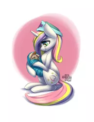 Size: 1024x1325 | Tagged: safe, artist:northernsprint, derpibooru import, oc, oc:lilly mew, unofficial characters only, pony, baby, baby pony, cute, foal, nurse, pacifier, swaddling