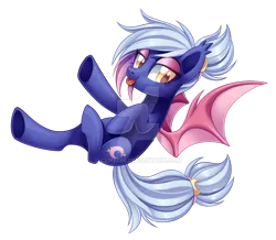 Size: 1024x891 | Tagged: safe, artist:centchi, derpibooru import, oc, oc:moon sugar, unofficial characters only, bat pony, pony, bat pony oc, simple background, solo, tail wrap, tongue out, transparent background, watermark