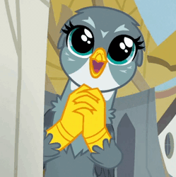 Size: 368x369 | Tagged: safe, derpibooru import, screencap, gabby, gryphon, the fault in our cutie marks, animated, cute, eye shimmer, gabbybetes, gif, solo
