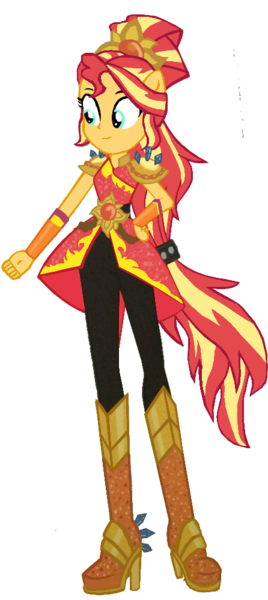 Size: 446x1000 | Tagged: safe, artist:sunsetshimmer333, derpibooru import, sunset shimmer, equestria girls, legend of everfree, alternate hairstyle, clothes, crystal guardian, high heel boots, ponied up, smiling, solo