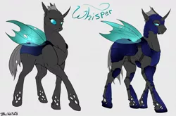 Size: 1280x843 | Tagged: armor, artist:backlash91, changeling, derpibooru import, fallout equestria, fanfic art, fanfic:fallout equestria: the chrysalis, female, helmet, oc, oc:whisper, safe, solo, unofficial characters only