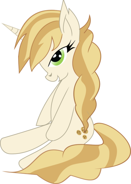 Size: 571x801 | Tagged: artist:rainbowtashie, bedroom eyes, cookie suprise, derpibooru import, inkscape, ponyscape, safe, simple background, sitting, solo, sweet biscuit, transparent background, vector, waifu