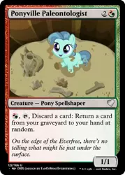 Size: 375x523 | Tagged: safe, derpibooru import, edit, edited screencap, screencap, petunia paleo, earth pony, pony, the fault in our cutie marks, card, ccg, female, filly, foal, fossil, magic the gathering, solo, spiny back ponysaurus, trading card, trading card edit