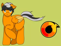 Size: 449x335 | Tagged: safe, artist:onyxpenstroke, derpibooru import, oc, oc:renard prower, unofficial characters only, pegasus, pony, chubby, cutie mark, looking at you, male, raised hoof, simple background, small head, solo