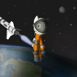 Size: 1024x1024 | Tagged: artist:rautaketju13, astronaut, derpibooru import, kerbal space program, kerbin, mun, orbit, ponified, rocket, safe, spacesuit