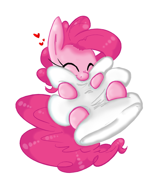 Size: 1584x1883 | Tagged: artist:cupofjavabean, artist:leadhooves, artist:shogundun, biting, cuddling, cute, derpibooru import, diapinkes, drawing, eyes closed, heart, pillow, pinkie pie, safe, simple background, snuggling, solo, white background