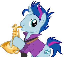 Size: 4216x3791 | Tagged: artist:sketchmcreations, background pony, blue note, clothes, derpibooru import, musical instrument, necktie, puffy cheeks, safe, saxophone, shirt, simple background, the fault in our cutie marks, transparent background, vector