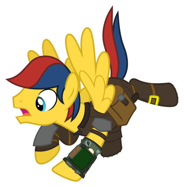 Size: 3826x3894 | Tagged: safe, artist:marioaddict, derpibooru import, edit, vector edit, oc, oc:canvas, unofficial characters only, pegasus, pony, fallout equestria, fallout equestria: spectrum, pipbuck, simple background, solo, transparent background, vector