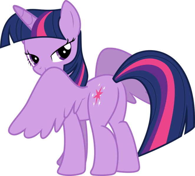 Size: 8806x7987 | Tagged: safe, artist:pink1ejack, derpibooru import, twilight sparkle, twilight sparkle (alicorn), alicorn, pony, the fault in our cutie marks, absurd resolution, bedroom eyes, female, inkscape, lidded eyes, looking back, mare, plot, simple background, smiling, solo, spread wings, transparent background, twibutt, vector, wings