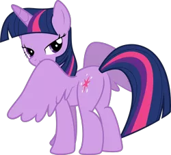 Size: 8806x7987 | Tagged: safe, artist:pink1ejack, derpibooru import, twilight sparkle, twilight sparkle (alicorn), alicorn, pony, the fault in our cutie marks, absurd resolution, bedroom eyes, female, inkscape, lidded eyes, looking back, mare, plot, simple background, smiling, solo, spread wings, transparent background, twibutt, vector, wings