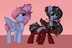 Size: 2914x1975 | Tagged: source needed, useless source url, safe, artist:interesting-brushy, derpibooru import, oc, oc:azure flow, oc:phantom, unofficial characters only, family, foal, image, male, png, red and black oc, shipping, straight