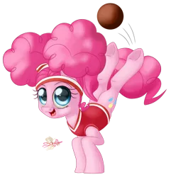 Size: 770x800 | Tagged: artist:unisoleil, buckball, buckball season, bucking, clothes, derpibooru import, female, jersey, pinkie pie, pinktails pie, plot, safe, simple background, solo, transparent background, underhoof