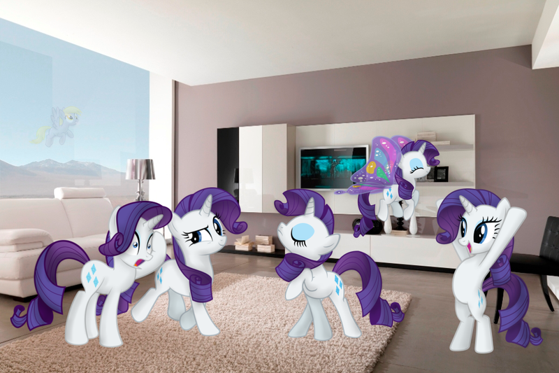 Size: 1034x689 | Tagged: safe, artist:appleandmuffin, artist:kittita, artist:psyxofthoros, artist:purplefairy456, artist:quanno3, artist:videogamesizzle, derpibooru import, derpy hooves, rarity, pegasus, pony, bipedal, commonity, female, gossamer wings, irl, mare, multeity, photo, ponies in real life, vector