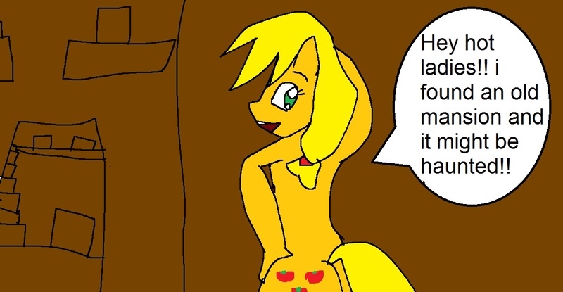 Size: 1255x651 | Tagged: 1000 hours in ms paint, applejack, artist:my little brony friend, comic:the marvelous futajack, derpibooru import, haunted mansion, ms paint, questionable