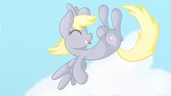 Size: 1900x1068 | Tagged: safe, artist:springveil, derpibooru import, derpy hooves, pegasus, pony, cute, female, flying, happy, mare, smiling, solo