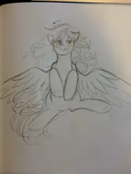 Size: 774x1032 | Tagged: source needed, safe, artist:liefsong, derpibooru import, oc, oc:lief, unofficial characters only, blushing, cute, messy mane, on bed, solo, traditional art