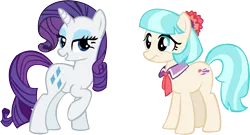 Size: 15318x8250 | Tagged: absurd resolution, artist:cyanlightning, coco pommel, collar, derpibooru import, made in manehattan, necktie, rarity, safe, simple background, .svg available, transparent background, vector