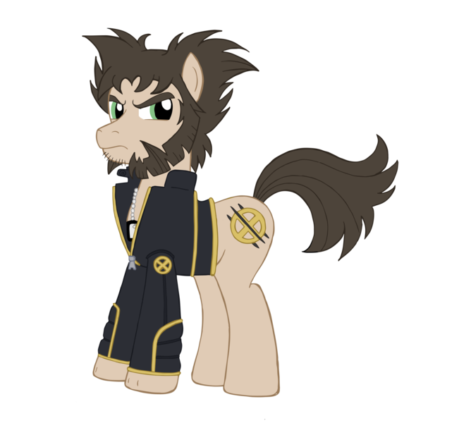 Size: 2549x2348 | Tagged: artist:edcom02, artist:jmkplover, crossover, derpibooru import, dog tags, logan, marvel, ponified, safe, simple background, solo, transparent background, wolverine, x-men