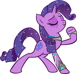 Size: 1001x957 | Tagged: safe, artist:ironm17, derpibooru import, rarity, elf, night elf, pony, unicorn, alternate color palette, eyes closed, fantasy, female, mare, raised hoof, simple background, solo, transparent background, warcraft