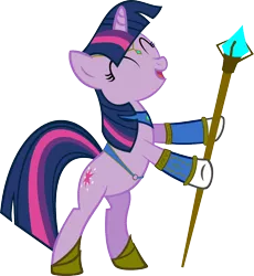 Size: 912x993 | Tagged: safe, artist:ironm17, derpibooru import, twilight sparkle, pony, unicorn, magical mystery cure, archmage, bipedal, eyes closed, female, image, magic staff, mare, png, simple background, staff, transparent background, unicorn twilight, vector, warcraft, world of warcraft