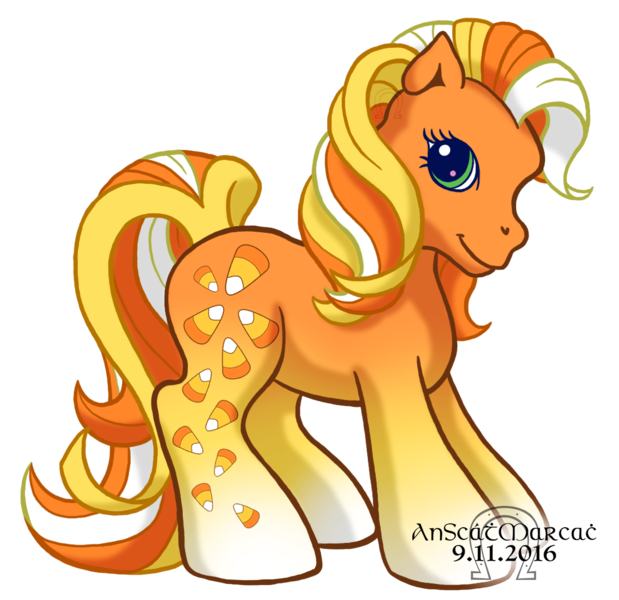 Size: 1114x1080 | Tagged: artist:anscathmarcach, cutie cascade, derpibooru import, g3, oc, oc:candy corn cascade, safe, simple background, solo, transparent background, unofficial characters only