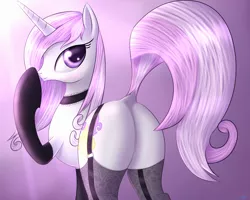 Size: 2000x1600 | Tagged: artist:jeki, choker, clothes, derpibooru import, dock, evening gloves, featureless crotch, female, fleur-de-lis, gloves, lingerie, looking at you, looking back, miss fleur is trying to seduce us, plot, raised hoof, raised tail, see-through, skunk stripe, socks, solo, solo female, stockings, suggestive, tail