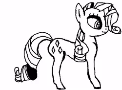 Size: 505x372 | Tagged: artist:mspaintjoe, derpibooru import, monochrome, ms paint, rarity, safe, side view, solo