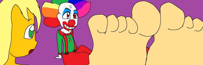 Size: 2060x662 | Tagged: 1000 hours in ms paint, applejack, artist:my little brony friend, barefoot, clown, comic:the marvelous futajack, derpibooru import, feet, foot fetish, ms paint, suggestive