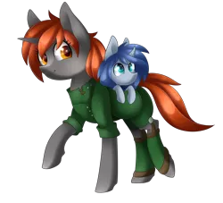 Size: 2680x2435 | Tagged: safe, artist:scarlet-spectrum, derpibooru import, oc, oc:blaze, oc:nova, oc:prince nova, unofficial characters only, pony, unicorn, bag, clothes, commission, cute, duo, raised hoof, simple background, smiling, transparent background