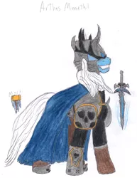 Size: 2550x3300 | Tagged: arthas menethil, artist:aridne, derpibooru import, frostmourne, lich king, ponified, safe, warcraft, world of warcraft