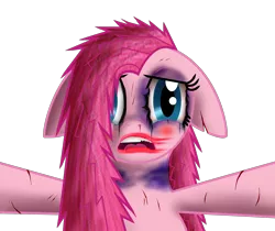 Size: 2000x1676 | Tagged: abuse, artist:super-zombie, black eye, blood, bruised, crying, cut, derpibooru import, female, makeup, pinkamena diane pie, pinkiebuse, pinkie pie, semi-grimdark, solo