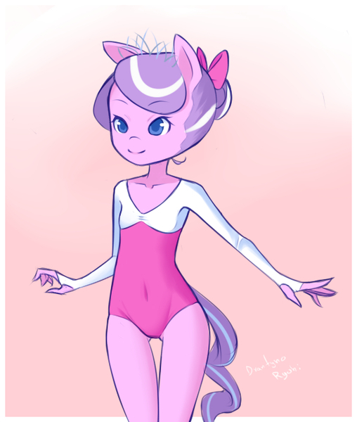 Size: 550x650 | Tagged: anthro, artist:drantyno, breasts, delicious flat chest, derpibooru import, diamond tiara, female, gymnast, gymnastics, leotard, safe, solo