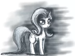 Size: 4000x3000 | Tagged: safe, artist:karanakia, derpibooru import, fluttershy, monochrome, solo, traditional art