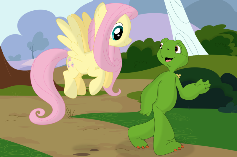 Size: 3489x2317 | Tagged: artist:porygon2z, crossover, derpibooru import, fluttershy, franklin the turtle, safe