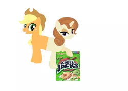 Size: 1063x762 | Tagged: applejack, apple jacks, cereal, cinnamon chai, derpibooru import, food, fusion, safe, two heads, we have become one